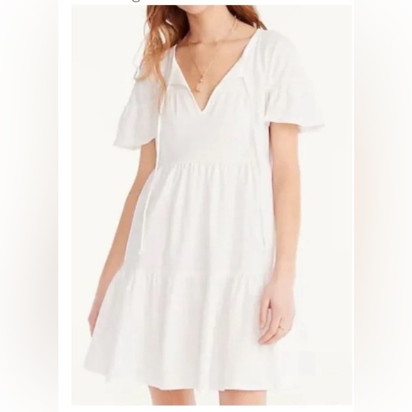 J. Crew Dresses & Skirts - J Crew Women’s Broken-in jersey tiered mini dress White Size Small NWOT